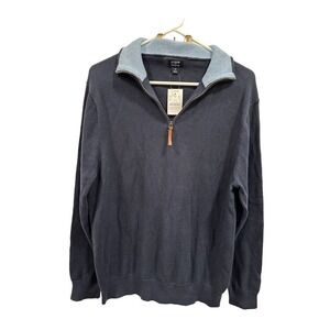 NWT J. Crew Men's Blue‎ Quarter Zip Pullover Sweater Size M Casual SI57